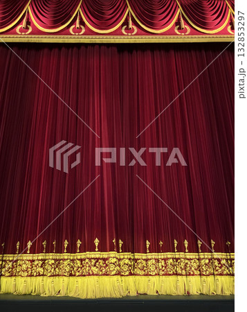 Red Velvet Theatre Curtain vertical photo 132853297