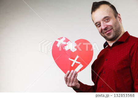 Smiling man with healed heart. Smiling man with healed heart. 132853568