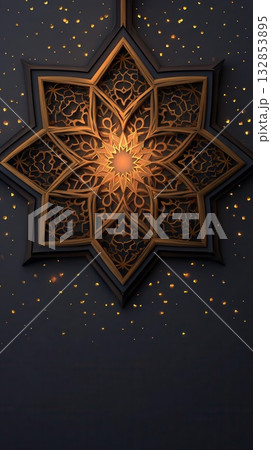 Elegant Star Ornament with Golden Light and Sparkles Elegant Star Ornament with Golden Light and Sparkles 132853895