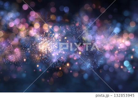 Festive Fireworks Display with Bokeh, Celebration Background 132853945
