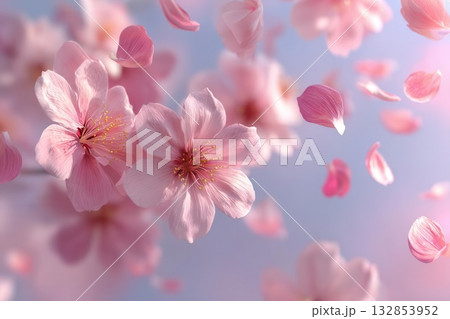 Floating Pink Cherry Blossoms Delicate Springtime Beauty Floating Pink Cherry Blossoms Delicate Springtime Beauty 132853952