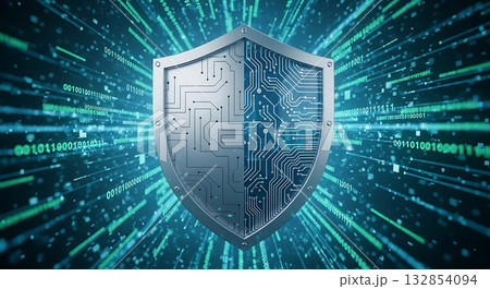 Digital Shield with Circuit Board Pattern and...のイラスト素材 [132854094] - PIXTA