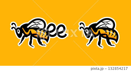 Flying honey bee vector logo design 132854217
