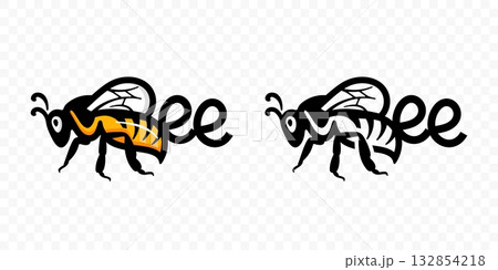 Flying honey bee vector logo design 132854218