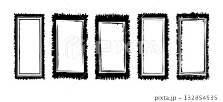 Decorative blank picture frames arranged in a row with unique designs for creative projects or displays in art Decorative blank picture frames arranged in a row with unique designs for creative projects or displays in art 132854535
