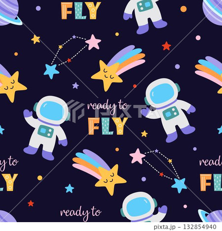 cartoon astronaut seamless pattern cartoon astronaut seamless pattern 132854940