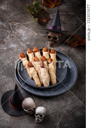 Halloween cookies in shape of witch finger Halloween cookies in shape of witch finger 132855077