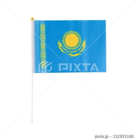 The flag of Kazakhstan on a white background is isolated 132855108