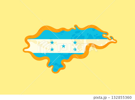Honduras - Map colored with the flag Honduras - Map colored with the flag 132855360