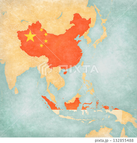 Map of South Asia - China and Indonesia 132855488