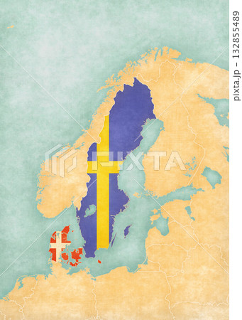 Map of Scandinavia - Sweden and Denmark Map of Scandinavia - Sweden and Denmark 132855489