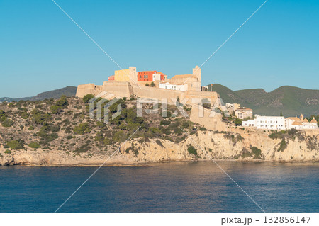 Panoramic view of the historic Dalt Vila fortress in Ibiza, Spain 132856147