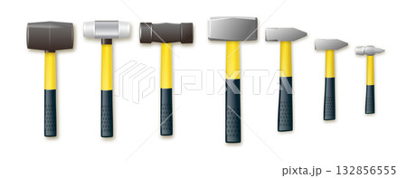 Carpenters hammer set with fiberglass handle. Vector industrial workers tool. Equipment for repair, contract and locksmith work. vector Carpenters hammer set with fiberglass handle. Vector industrial workers tool. Equipment for repair, contract and locksmith work. vector 132856555