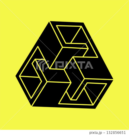 Optical illusion figure. Geometry. Impossible objects. Optical art shapes. 3d illustration. Optical illusion figure. Geometry. Impossible objects. Optical art shapes. 3d illustration. 132856651