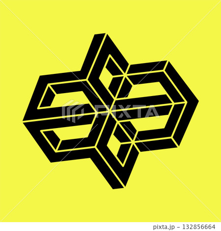 Impossible optical illusion shape. Optical art object. Impossible figures. Escher style. Sacred geometry. Impossible optical illusion shape. Optical art object. Impossible figures. Escher style. Sacred geometry. 132856664