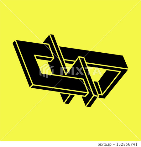Impossible optical illusion shapes. Optical art object. Escher style. Impossible figures. Impossible optical illusion shapes. Optical art object. Escher style. Impossible figures. 132856741