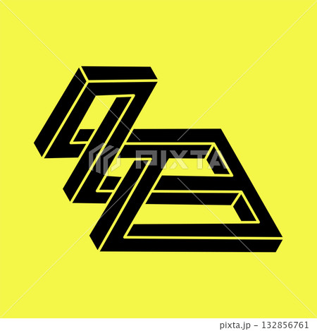 Impossible optical illusion shapes. Unreal geometric object. Optical art. Impossible figures.  132856761