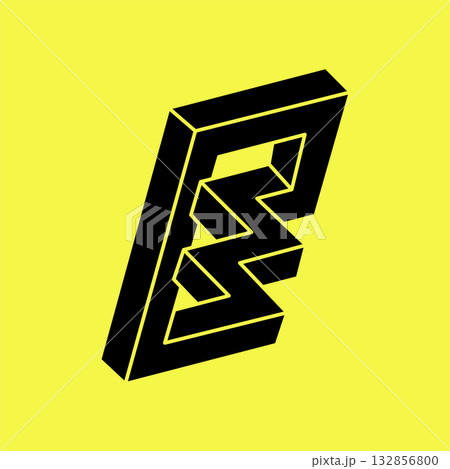 Impossible shapes. Sacred geometry. Optical illusion figure. Abstract eternal geometric object. Impossible endless outline shape. Optical art. Impossible geometry shape on a yellow background. Impossible shapes. Sacred geometry. Optical illusion figure. Abstract eternal geometric object. Impossible endless outline shape. Optical art. Impossible geometry shape on a yellow background. 132856800