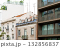 Traditional tiled house next to modern building in Lisbon 132856837