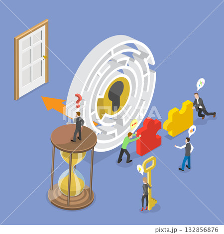 3D Isometric Flat Vector Illustration of Escape Room, The Exciting Challenge for Friends and Family 3D Isometric Flat Vector Illustration of Escape Room, The Exciting Challenge for Friends and Family 132856876