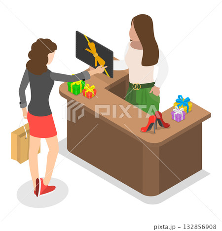 3D Isometric Flat Vector Illustration of Loyalty Program, Cashback or Money Back. Item 1 3D Isometric Flat Vector Illustration of Loyalty Program, Cashback or Money Back. Item 1 132856908