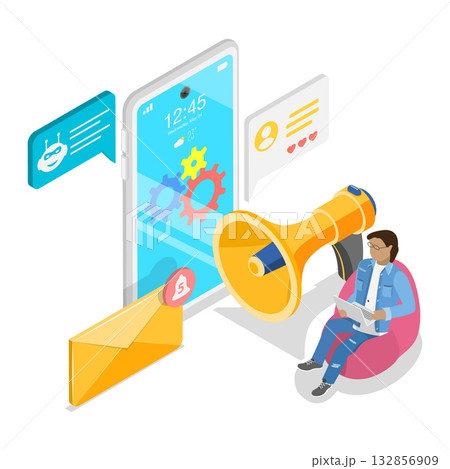 3D Isometric Flat Vector Illustration of ROI, AI Technologies and Financial Income Strategy. Item 1 3D Isometric Flat Vector Illustration of ROI, AI Technologies and Financial Income Strategy. Item 1 132856909