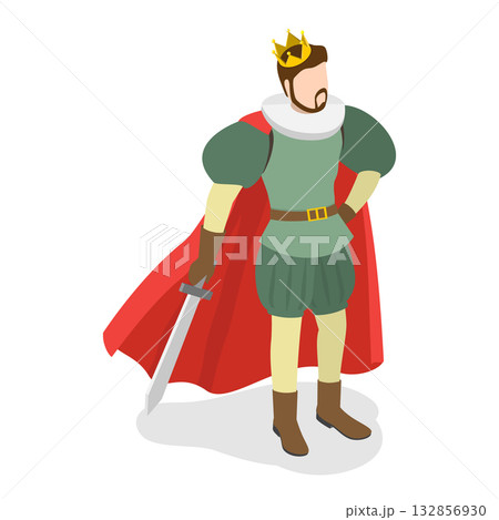 3D Isometric Flat Vector Set of Fairy Characters, Medieval People. Item 1 132856930