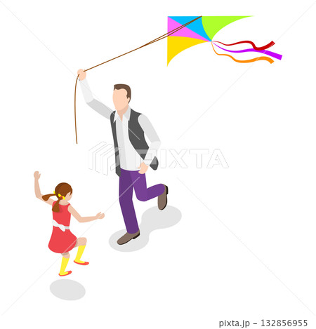 3D Isometric Flat Vector Illustration of Positive Parenting Tips, Kid Growing in Loving Family. Item 2 132856955