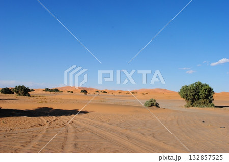 Desert landscape with mountains and a beautiful blue sky Desert landscape with mountains and a beautiful blue sky 132857525