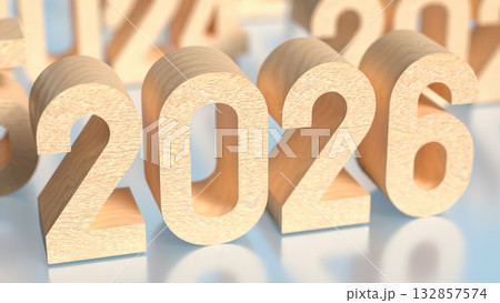 The Wood number 2026 for New year or holiday concept 3d Rendering. The Wood number 2026 for New year or holiday concept 3d Rendering. 132857574