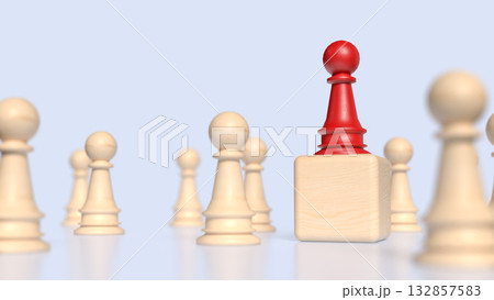 The Red chess for Leader concept 3d Rendering. 132857583