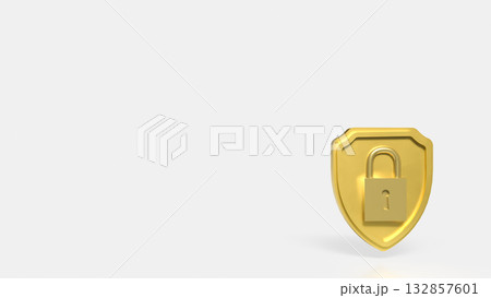The Gold Shield for Business or security concept 3d Rendering. 132857601