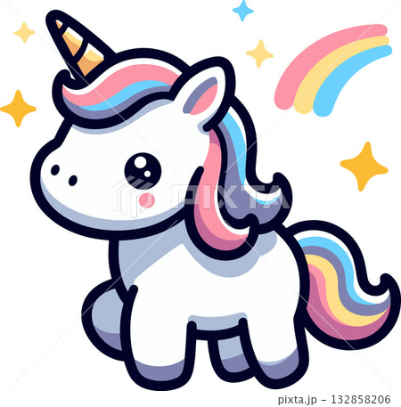 かわいいユニコーンのキャラクターのイラスト 132858206