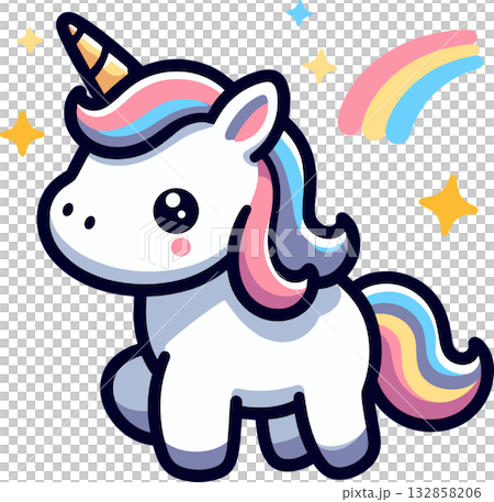 かわいいユニコーンのキャラクターのイラスト 132858206