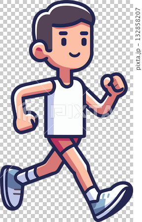 ジョギングする男性のイラスト 132858207