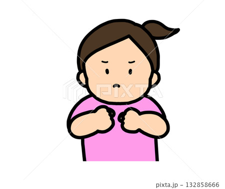 怒る　アジア人の女の子 132858666