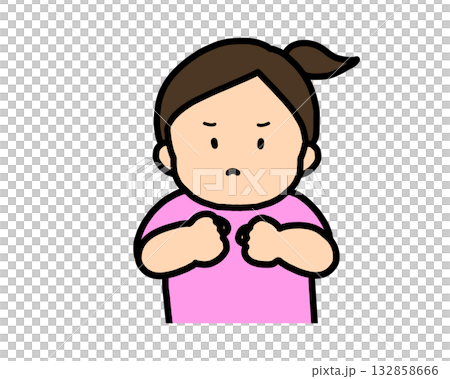 怒る　アジア人の女の子 132858666