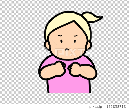 怒る　金髪の女の子 132858718