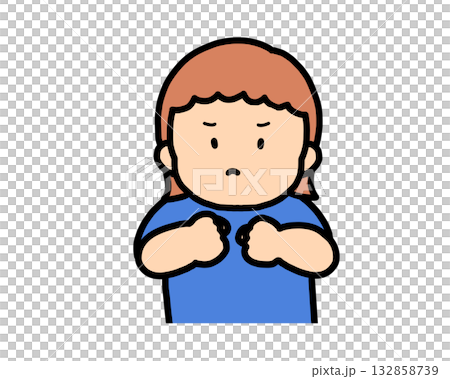 怒る　茶髪の女の子 132858739