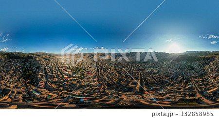 Aerial view of the city of Cusco. 360 view 132858985