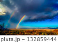 Double Rainbow Over Dramatic Landscape 132859444