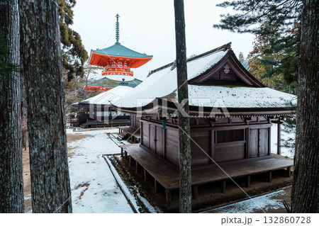 高野山　冬の壇上伽藍 132860728