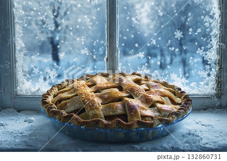 冬の寒い日のホットアップルパイ 冬の寒い日のホットアップルパイ 132860731