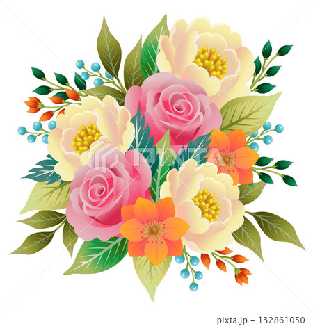 roses and peonies bouquet decoration 132861050