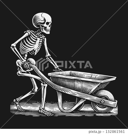 Anatomical skeleton character engaged in manual...のイラスト素材 [132861561 ...