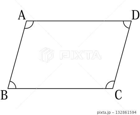 平行四辺形の角度と対辺の関係図 132861594