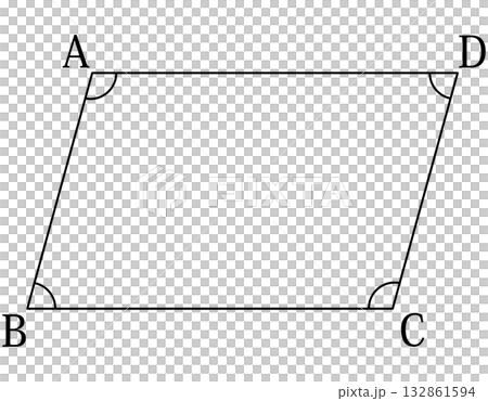 平行四辺形の角度と対辺の関係図 132861594