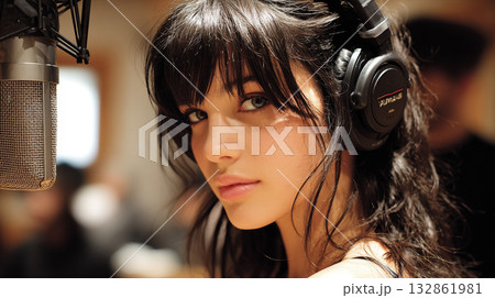 歌を歌う女性 132861981