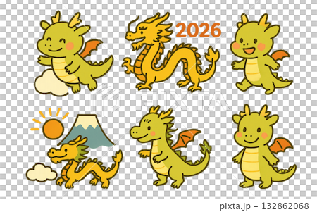 2026年中國生肖龍年插圖 132862068