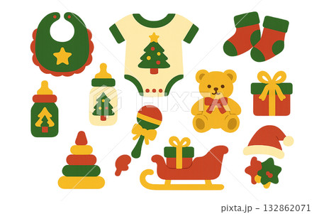 クリスマスの可愛い赤ちゃんイラスト素材 132862071